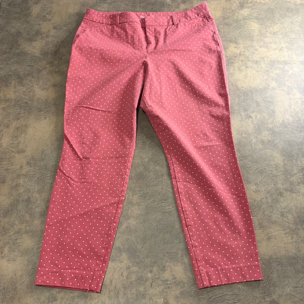 Old Navy Pixie Ankle Pants Womens 14 Red Polka Dot High Rise Stretch 1166